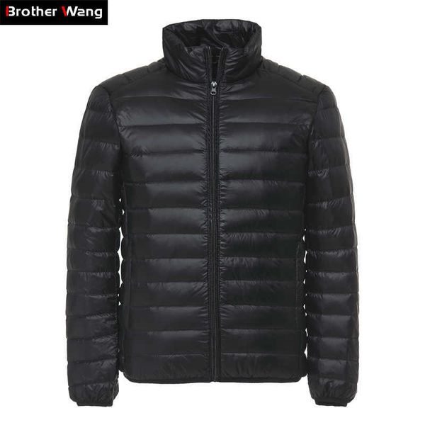 Hermano Wang Men's Duck Chaqueta Autumn Invierno Hombres Moda Casual Luz Cuello Cuello Marca Ropa Negro Rojo Navy 211015