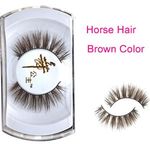 Brown 3D Horse Hair Eye cils doux style naturel style cheval fourrure maquillage bande la plus douce confortable à porter2771632