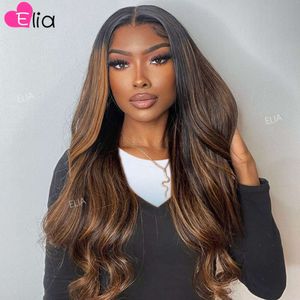 Brown 4x4 5x5 fermeture pour les femmes 30 pouces Highlights Dark Highlights Laceal Frontal Human Hair Wigs Elia