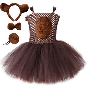 Brown Bear Tutu voor babymeisjes Halloween verjaardag Jungle Party Animal Cosplay Kostuum Kinderen Fancy Dress Up kleding 1-12y L2405