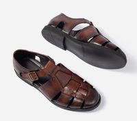 Sandales noires marron coupées mode 2023 Été extérieur en cuir authentique Rome Forme de chaussures décontractées formelles Lazy Sandalias
