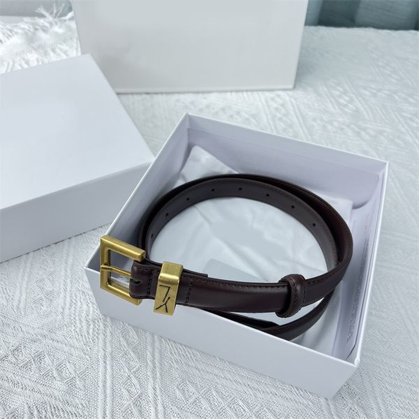 Ceinture de créateur marron noir lettre silencieuse ceinture femme couleur bronze boucle aiguille multitaille cintura délicate ceinture en cuir véritable hommes mode mature hg084