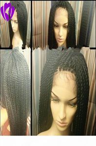 Perruques tressées havane de couleur ombrée marron noir avec cheveux de bébé longues tresses perruques avant de lacet pour femmes noires résistantes à la chaleur6980118