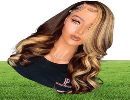 Brown Blonde Highlight Wig 13x6 Lace Front Human Hair Wigs Body Wig Atina Full 360 Lace Frontal Wig Remy HD Close2039434