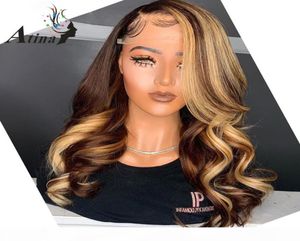 Brown Blonde Sights Wig 13x6 Lace Front Human Hair Wigs Body Wig Atina Full 360 Lace Frontal Wig Remy HD Close3322760