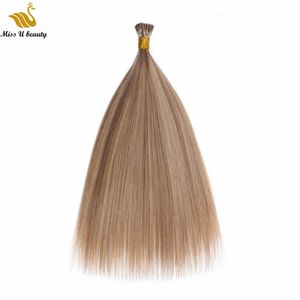 Extensiones de cabello humano Brown Blonde Mix Piano Color P18/22 I-tip 100 g 12-28 pulgadas