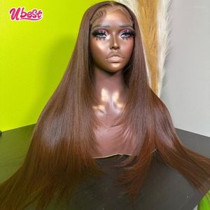 Perruque Lace Front Wig naturelle brésilienne, cheveux lisses, brun os, 13x4, Transparent, bordeaux 99J, vierge, sans colle, pour femmes