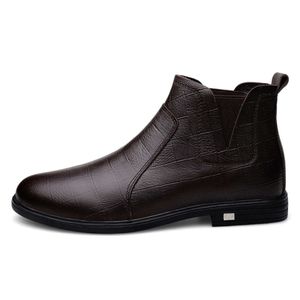 Bruine laarzen lederen herfst winter mannen zwart Italië echte designer slip op enkelschoenen casual origineel merk