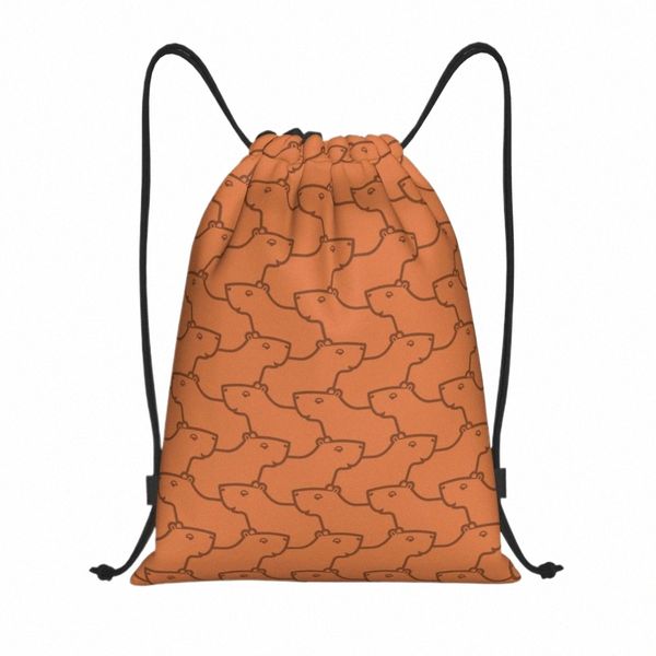 Marrón Capybara Patrón Mochila con cordón Gimnasio Deportes Sackpack Capybara Sudáfrica Animal String Bag para ejercicio U5FA #