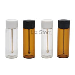 Brown Clear Snuff Bottle Powder Medicine Box Avec Cuillère Portable Mini Bouteilles De Stockage Tube De Fumée Stockages Bouteille Fumer Fournitures TH0625