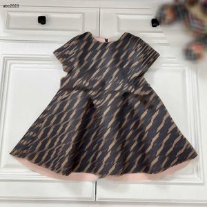 Vestidos de algodón marrón con pajarita, vestidos para niñas de alta gama, vestido de princesa de verano, ropa de diseñador para niños, marca de moda, faldas de bebé con estampado de letras