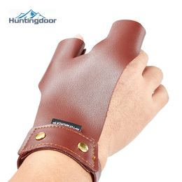 Brown Cowhide doigt Protect Glove Glants Glants Cuir gauche / droite Index du pouce