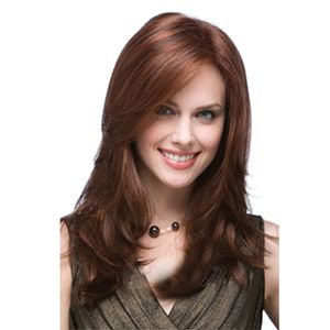 Bruine Deep Wave Wig Lange synthetische pruiken voor vrouw Cosplay Fashion Dark Brown Hair Extentions