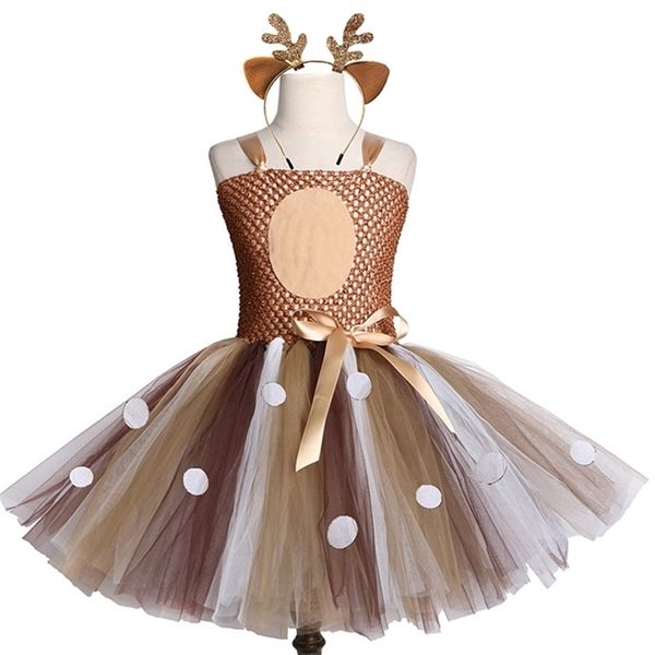 Brown Deer Girls Tutu Vestido Halloween Navidad Disfraz Niños ES para fiesta de cumpleaños Ropa para niños 210521