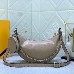 bruin designer tas mannen cross body schouder luxe handtassen vrouwen zwart lederen hobo tas keten geperforeerde koeienhuid lederen portemonnee crossbody designer tassen halve maan