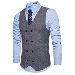 Brown Double Breasted Vest Suit Mens Vestes Slim Fit Stripe Slim Fit British Vintage Blazer Veste sans manches S-XXL