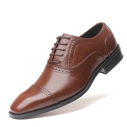 bruine jurk mannen zakelijke schoenen lederen puntige mode bruidegom schoenen designer schoenen mannen mariage sapato oxford masculino scarpe eleganti uomo