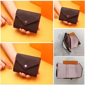 Fleur marron Rosalie Victorine Portefeuille de luxe Femmes Porte-monnaie Porte-cartes Porte-clés Homme Sacs à main Designer Pochette clé CardHolder Petits portefeuilles Voyage Pochettes