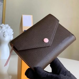 Cartera de flores marrones de lujo Monedero para mujer Titular de la tarjeta Llavero Hombre Monederos de diseñador Bolsa para llaves Titular de la tarjeta Carteras pequeñas Bolsas de embrague de viaje