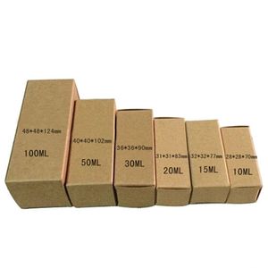 Cajas de paquete de papel Kraft plegables marrones Caja de Gfit de color puro Lápiz labial Artesanía Botella de rodillo de aceite esencial Cartón de almacenamiento 7 tamaños disponibles