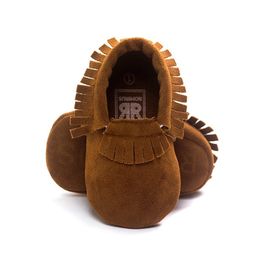 Brown Fringe Baby Boys Chaussures Nouveau-né Premiers marcheurs 0 1 2 ans Soft Bebe Chaussure anti-dérapant Filles Mocassin Infant Sneakers Prewalker 210413