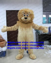 Disfraz de mascota León masculino de pelo marrón, traje de personaje de dibujos animados para adultos, traje de inauguración, aniversarios, ceremonia de clausura zx2006
