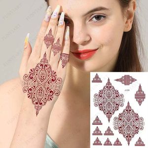 Tatouages au henné brun femmes autocollant de henné temporaire imperméable pour main faux tatouage corps Art dentelle Mehndi Hena Tatoo