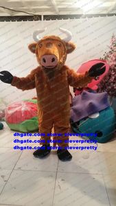 Costume de mascotte de bison de buffle marron Kerbau, bœuf sauvage, taureau, veau, personnage de dessin animé, tenue pour adulte, Costume de boutique, célébration zx1640