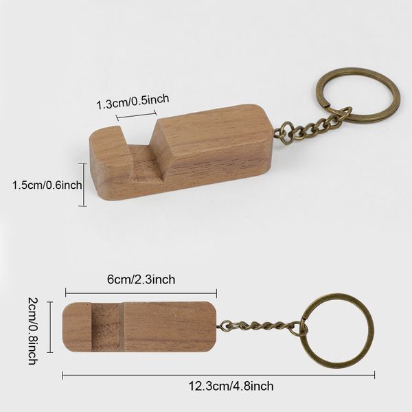 Llaves marrones llave de madera de corcho personalizada logotipo de llavero personalizado soporte para teléfono llave anillo promocional llavero cuadrado llavero madera de haya