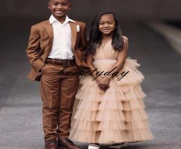 Brown Kids Boy Formal Wear Boy039s King Suits Vêtements de robe de mariée