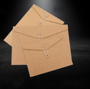 Bruin Kraft Paper A4 Documenthouder Bestand Storingszak Pocket Envelop Blank met opslag String Lock Office Supply Pouch SN4105