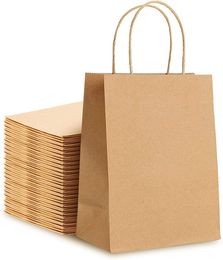 Bruine Kraft Shopping Tassen Papieren zak met handgrepen Gift Tassen Verpakking Recyclebare Herbruikbare Kraft Tassen Bruidspousen