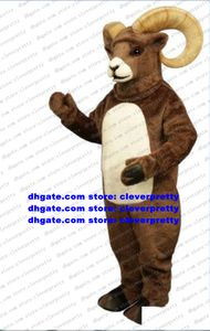 Brown Long Fur Bighorn Sheep Ram Mascot Costume Antelope Gazelle Goat Catoon Character Meeting Welcome All Saints Day ZX1545