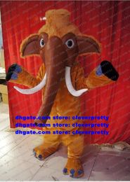 Costume de mascotte d'éléphant en fourrure longue marron, Costume de mammouth, mammouth laineux, personnage de sport, fête, jardin, fantaisie, zx1606