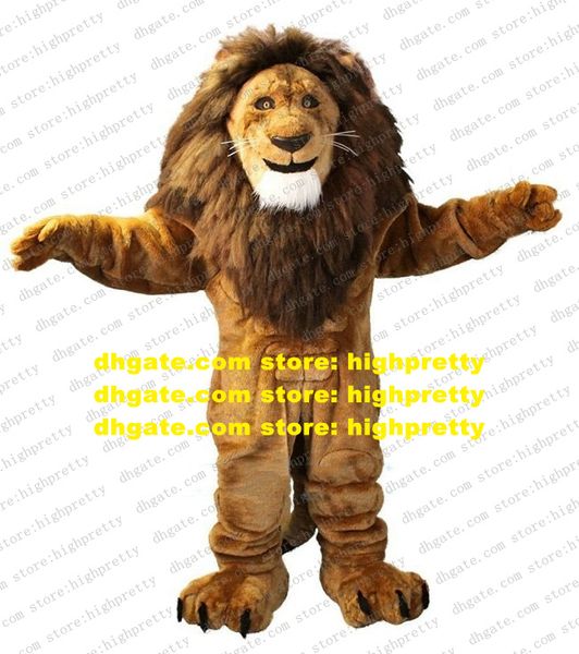 Brown Long Fur Fire Lion Mascot Costume Adult Cartoon Characon Tesitifit Tapid Gift Gifts Exposition Exposition ZZ7631