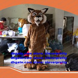 Brown Long Fur Leopard Cat Mascot Costume Lynx Catamount Bobcat Lince Luchs Adult Promotionele items High Street Mall ZX2070