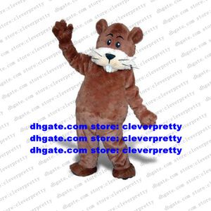 Brown Long Fur Mascot Costume Otter Lutra Beaver Nutria Coypu Groundhog Bobac Tarabagane volwassen themapark Start Business ZX2482