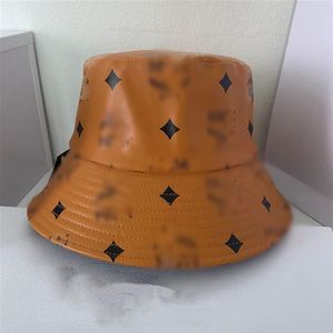 Bruine Men Designer Bucket Hat Letter Gedrukte brief Hip Hop Leather Mens Designers Sun Hats Hoge kwaliteit mode dames luxe cap235n