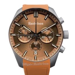 Reloj marrón para hombre Japón vk63 Movimiento de cuarzo Cronógrafo Relojes de pulsera Esfera verde menta Correa de acero Reloj deportivo 44 mm