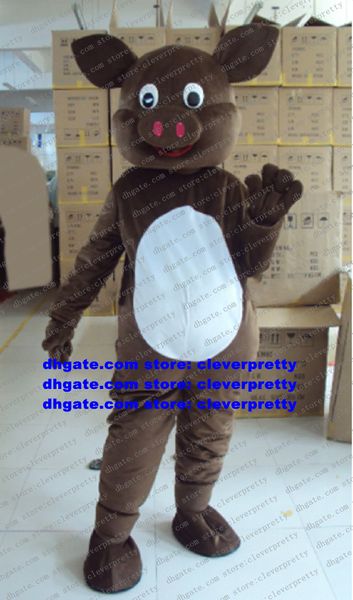 Costume de mascotte de cochon et de porc marron, tenue de personnage de dessin animé pour adulte, Marketplstar Marketplgenius, sollicitation d'affaires zx2905