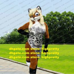 Brown pluche harige husky honden mascotte kostuum vossen fursuit volwassen stripfiguur outfit cartoon figuur puting arts zx2884