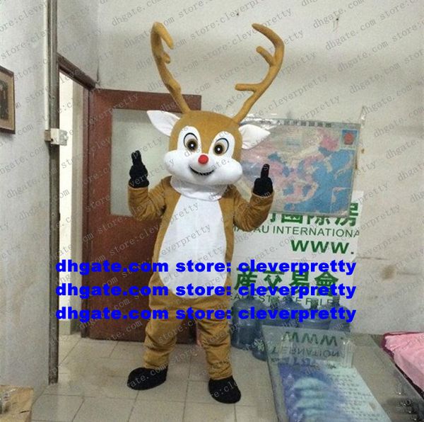 Costume de mascotte Rudolph brun Le renne au nez rouge Charlie Milu Deer Costume de personnage de dessin animé adulte Costume Real Play Hilarious Funny zx953