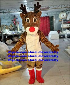 Brown Rudolph The Red Nose Rendier Mascot Costume Charlie Milu Deer Adult Cartoon Trade Shows Nieuwe stijl Nieuwe ZX2961