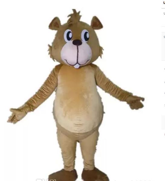 Costume de mascotte d'écureuil marron avec une petite bouche pour adulte à porter, ensemble de dessin animé de fête de haute qualité