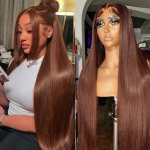 Brown Straight Lace Front Wig 13x4 Lace Frontal Wigs pour les femmes Preplumed 360 Lace Wig Colored Human Hair Wigs on Sale Clearance