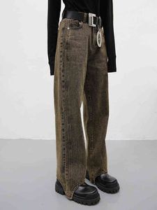 Jeans Baggy Vintage marron pour femmes, Streetwear américain des années 90, pantalons larges, pantalons cargo, taille haute, pantalons en denim droits, 2022 L220726