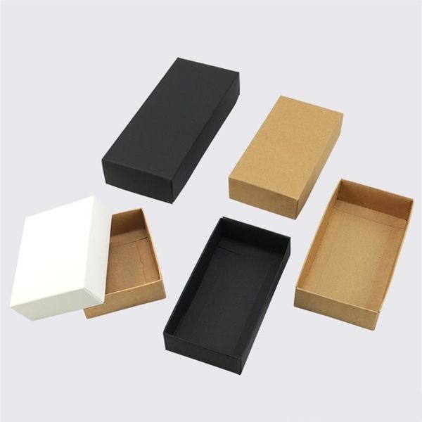 Boîte en carton cadeau en papier kraft marron/blanc/noir boîte d'emballage artisanale boîte-cadeau en papier noir avec couvercle boîtes en carton carton cadeau