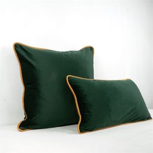 Marron jaune bord velours vert olive housse de coussin taie d'oreiller chaise / canapé taie d'oreiller pas de balling-up décor à la maison sans farce T200601