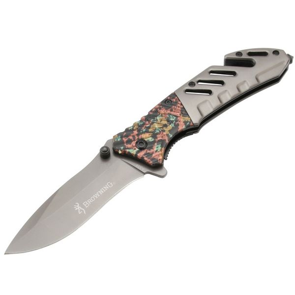 Browning A339 (camuflaje) cuchillo de caza hoja de lavado de granito cuchillos plegables de bolsillo de supervivencia tácticos