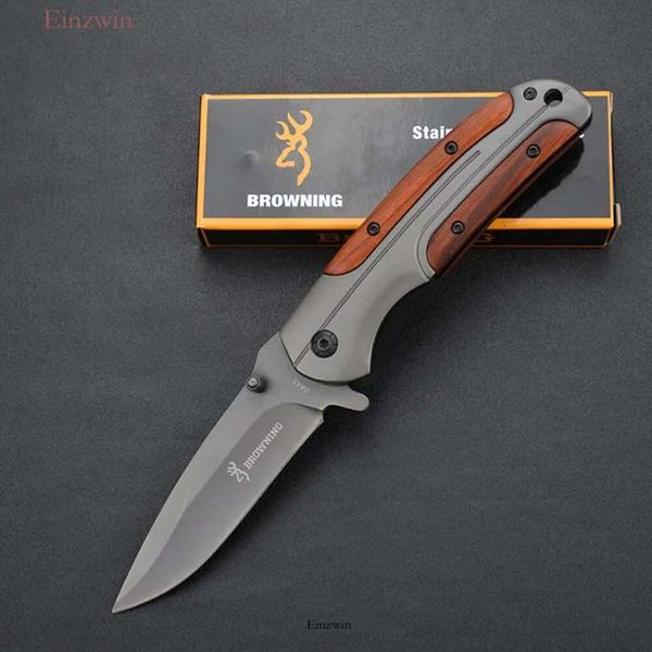 Browning DA43 Cuchillo plegable 3CR13 HOLLA DE ROSA MANEA MANEJA TITANIO Titanium Táctica de bolsillo Herramienta para acampar Knives de caza ABIERTA SUPERVIVACIÓN 740